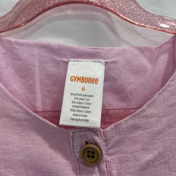 🏝️ Gymboree Girls Linen Cotton Dress Size 6 | Pink Flutter Sleeve | Vacation - Picture 2 of 3